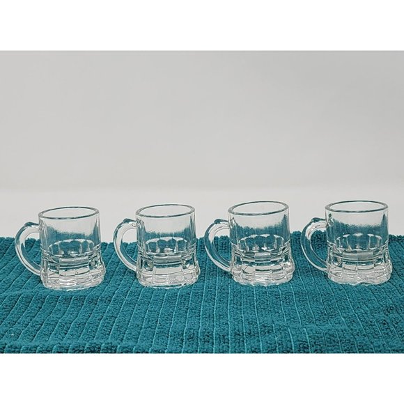 Vintage Federal Glass Clear Mini Beer Mug Shot Glasses Marked On‎ The Bottom - Picture 3 of 8